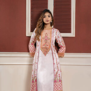 Home A baby pink kurti with karchupi design on chest